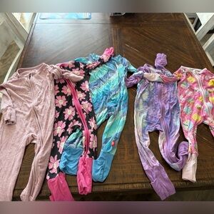 Little Sleepies Pink and Yellow Snack Print Footie